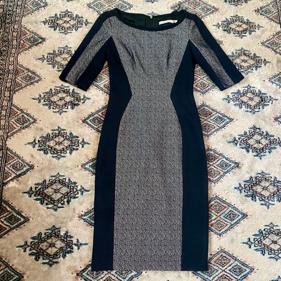 Karen Millen Textured Panel Seam Short Sleeve Pencil Dress - Size 4 - Picture 8 of 16